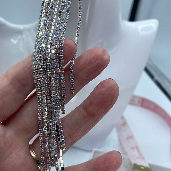 NEW Encour 8” AB silver fringe earrings.Special event - Picture 7 of 9